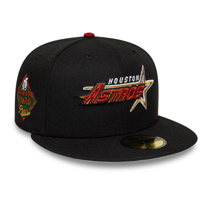 Pictured is this MLB Cooperstown Houston Astros 59FIFTY Fitted cap in black. 1
