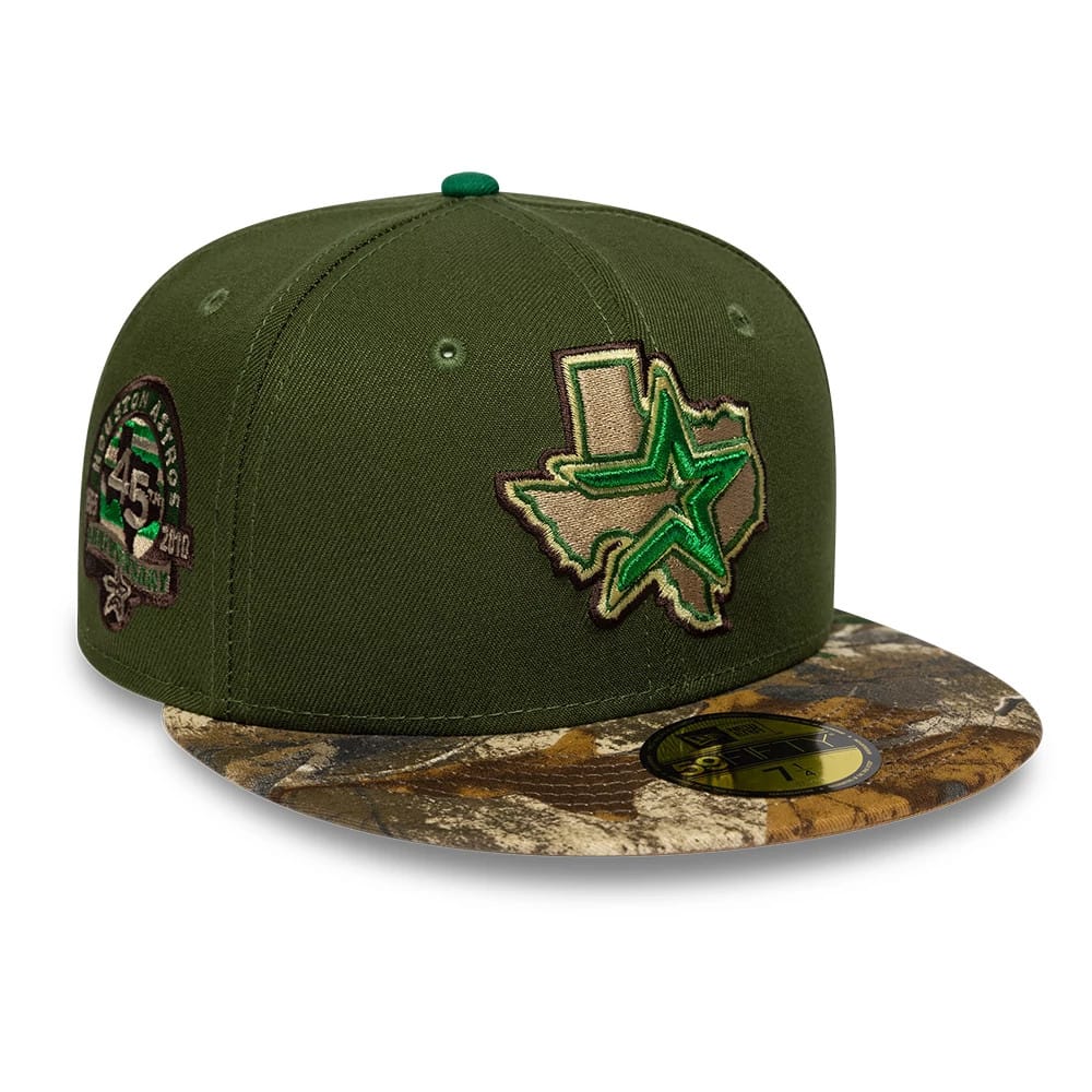 Pictured is this MLB Cooperstown Houston Astros 59FIFTY Fitted cap in dark green. 1