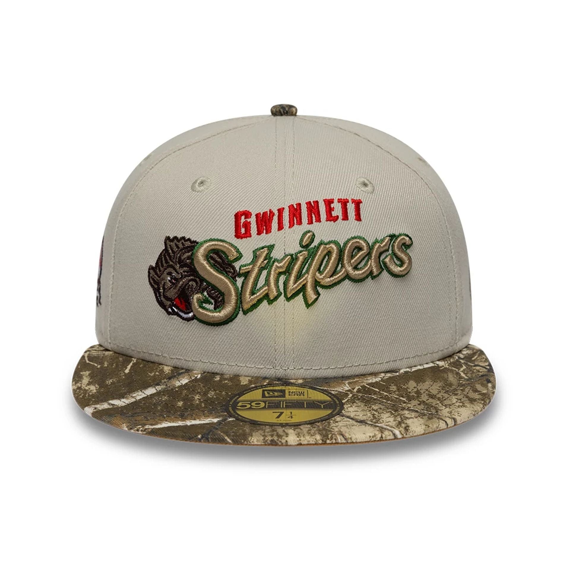 Pictured is this MiLB Hometown Gwinnett Stripers 59FIFTY Fitted cap in Beige. 3