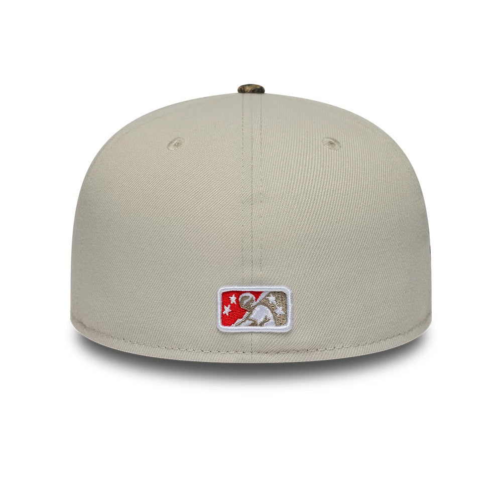 Pictured is this MiLB Hometown Gwinnett Stripers Sidepatch 59FIFTY Fitted cap in Beige. 5