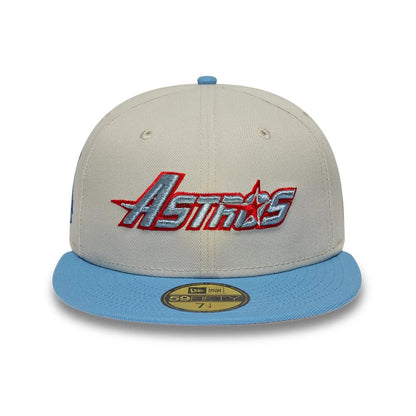 Pictured is this MLB Cooperstown Houston Astros 59FIFTY Fitted cap in beige. 3