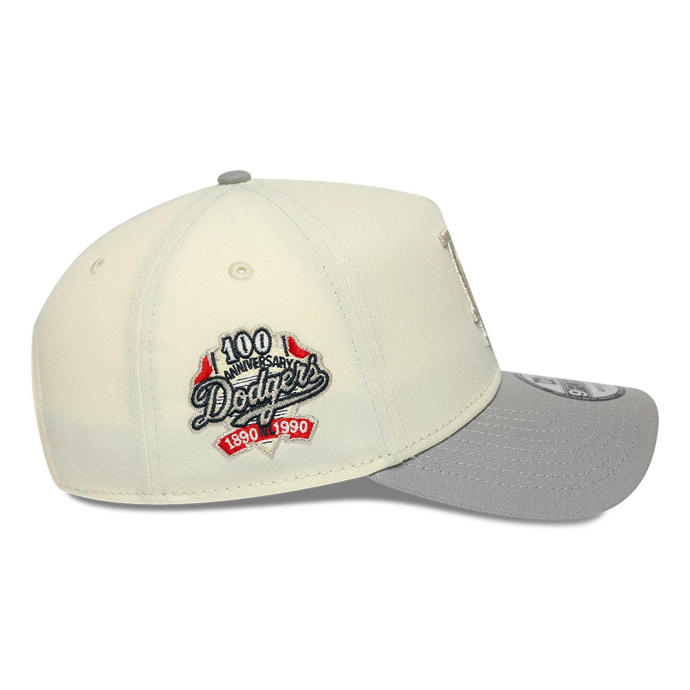 Pictured is this MLB Cooperstown LA Dodgers 9FORTY A-Frame cap in white & grey. 4