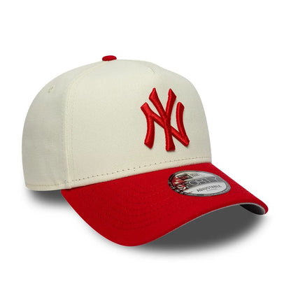 Pictured is this MLB Chrome Scarlet New York Yankees 9FORTY A-Frame Adjustable cap in cream. 4
