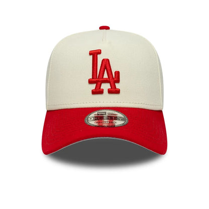 Pictured is this MLB Chrome Scarlet LA Dodgers 9FORTY A-Frame Adjustable cap in white. 3