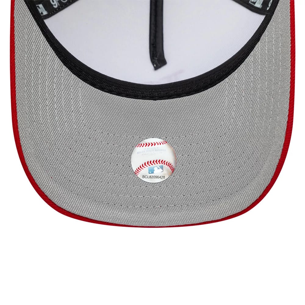 Pictured is this MLB Chrome Scarlet LA Dodgers 9FORTY A-Frame Adjustable cap in white. 2