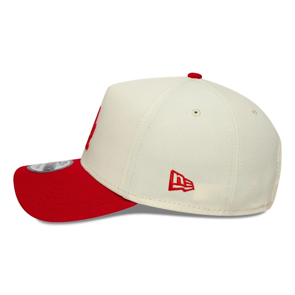 Pictured is this MLB Chrome Scarlet LA Dodgers 9FORTY A-Frame Adjustable cap in white. 6