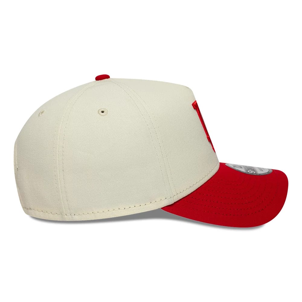 Pictured is this MLB Chrome Scarlet LA Dodgers 9FORTY A-Frame Adjustable cap in white. 7