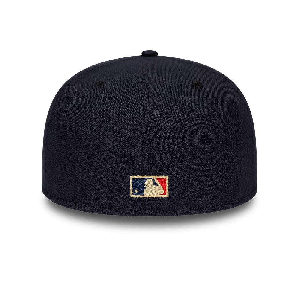Pictured is this MLB Cooperstown New York Yankees 59FIFTY Fitted cap in navy & gold. 5
