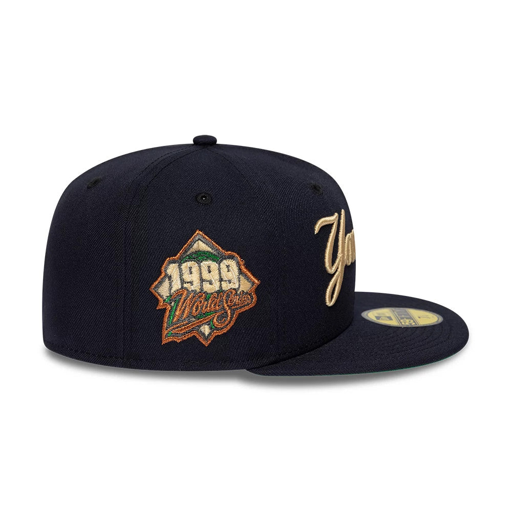 Pictured is this MLB Cooperstown New York Yankees 59FIFTY Fitted cap in navy & gold. 6