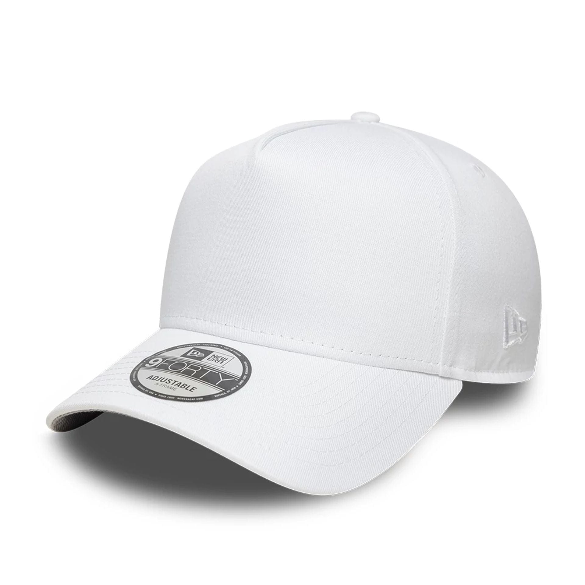 This is a New Era White 9FORTY A-Frame Adjustable Cap 1