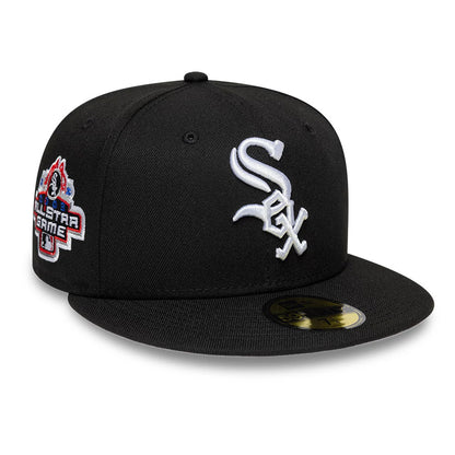 Pictured is this MLB Cooperstown Chicago White Sox 59FIFTY Fitted cap in black. 1