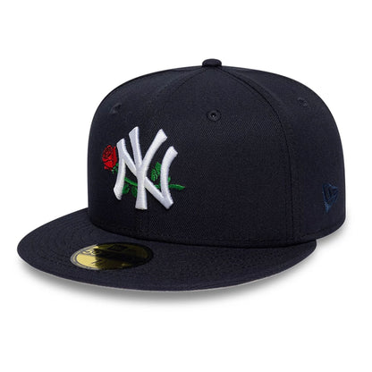 Pictured is this MLB Rose New York Yankees 59FIFTY Fitted cap in navy. 4
