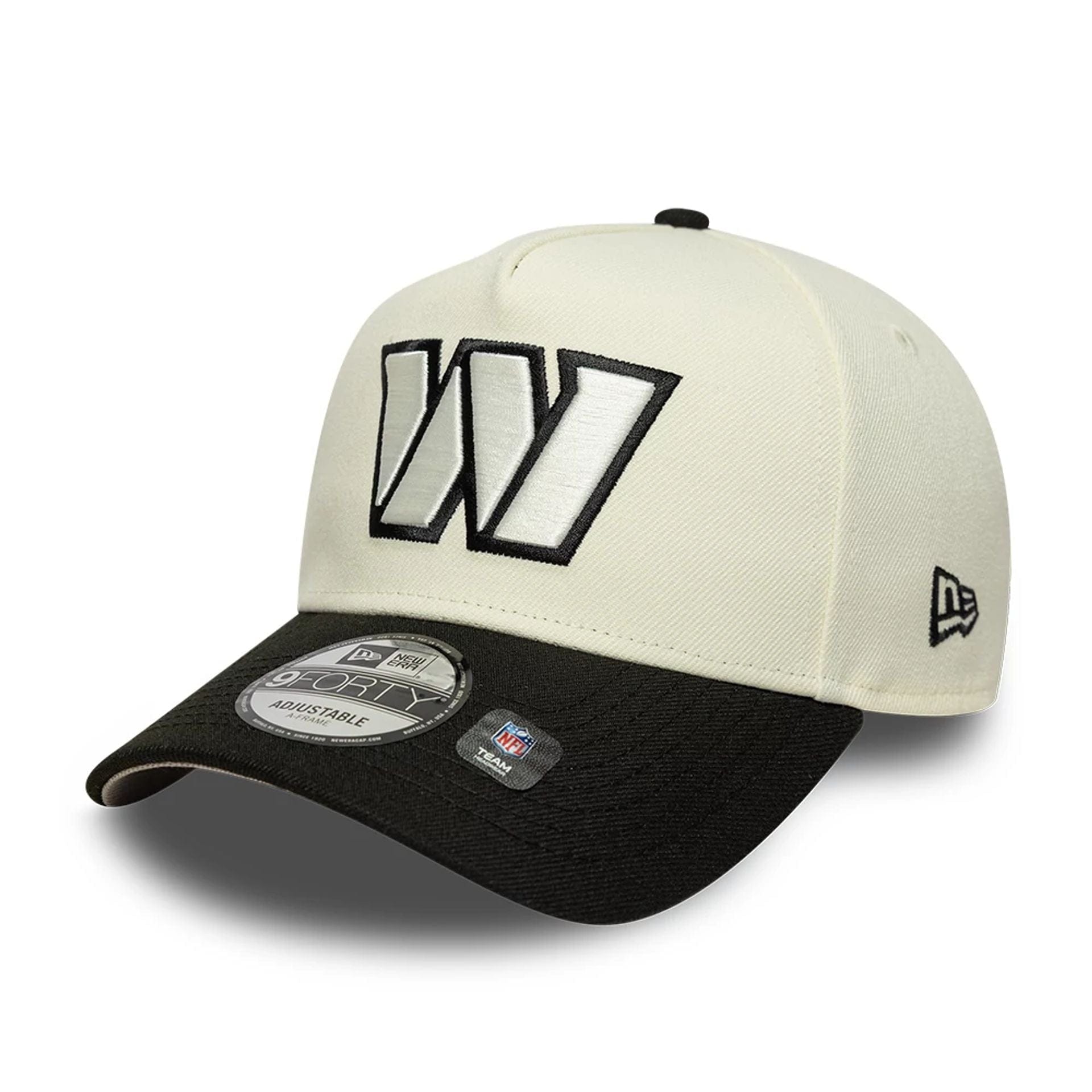 This is a Washington Commanders NFL White 9FORTY A-Frame Adjustable Cap 1