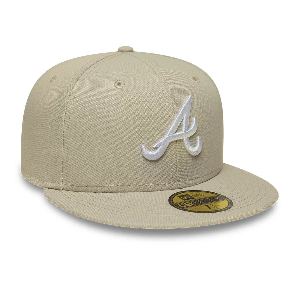 Pictured is this MLB Atlanta Braves 59FIFTY Fitted cap in cream. 4