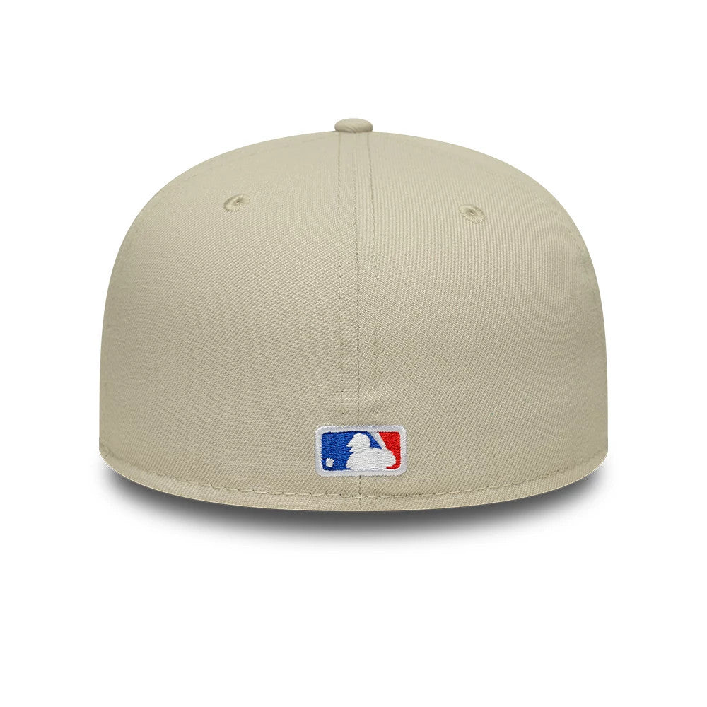 Pictured is this MLB Atlanta Braves 59FIFTY Fitted cap in cream. 5
