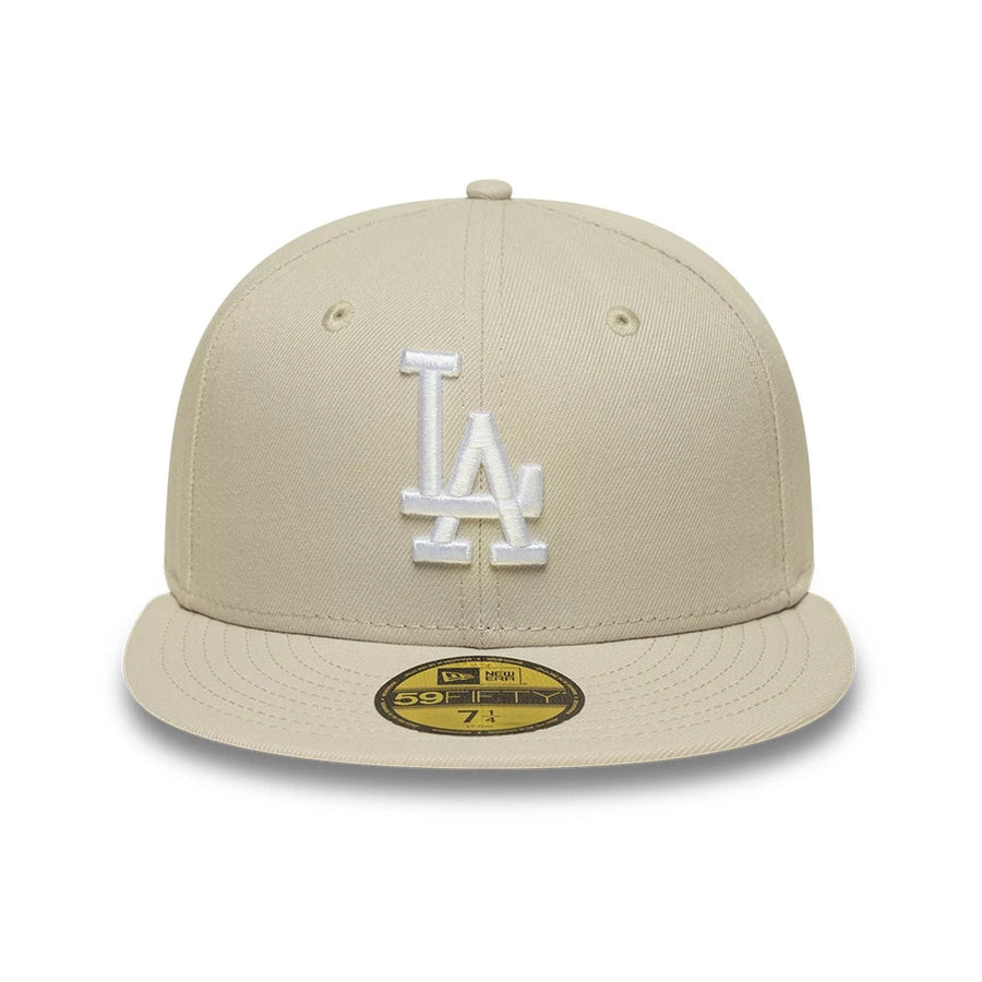 Pictured is this MLB LA Dodgers 59FIFTY Fitted cap in beige. 3