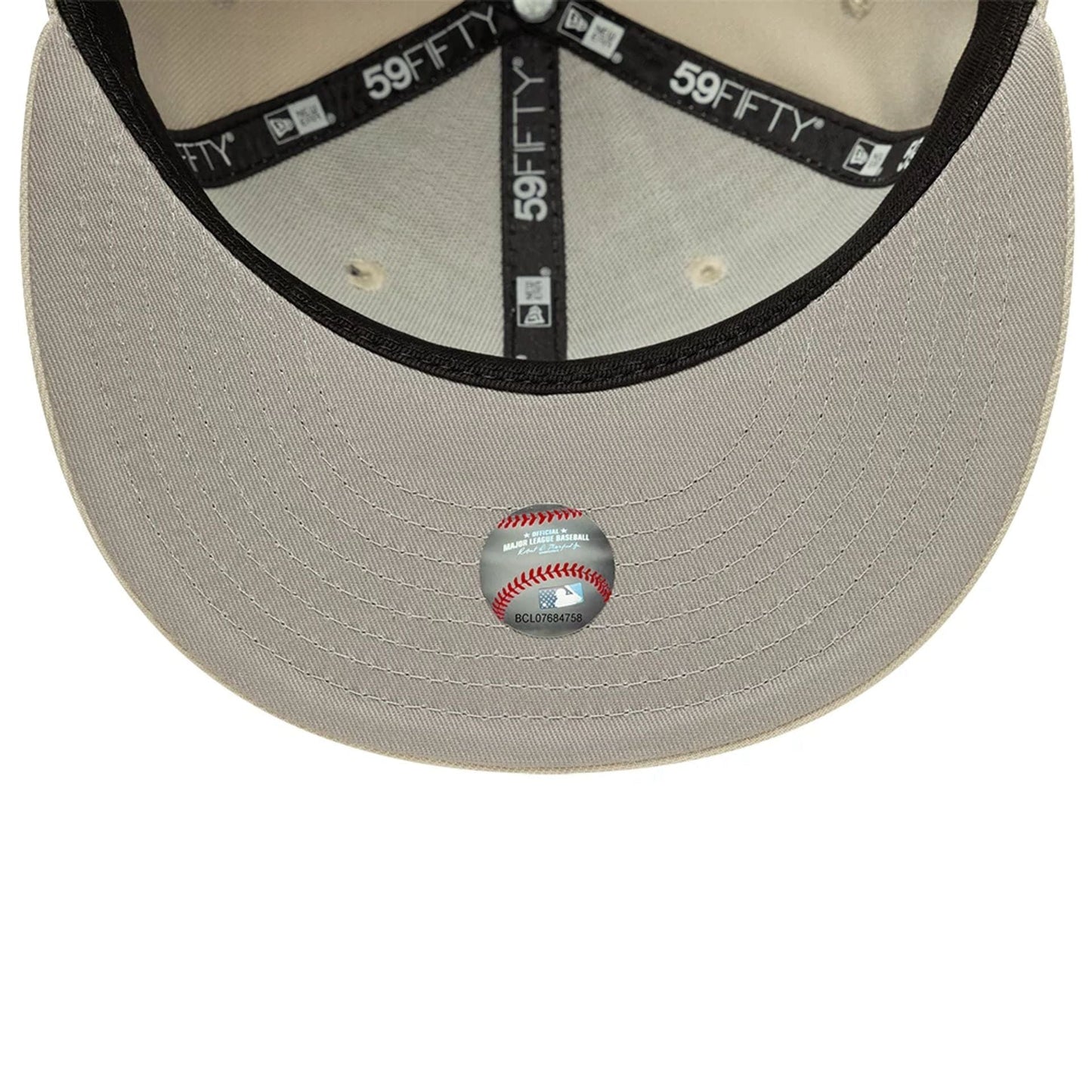 Pictured is this MLB LA Dodgers 59FIFTY Fitted cap in beige. 2