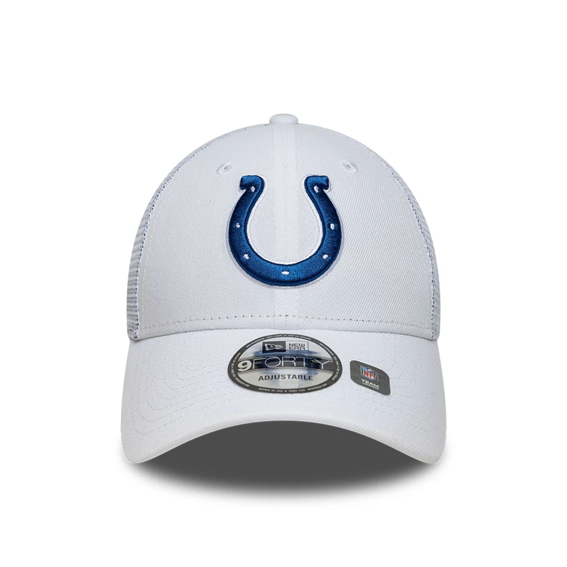 This is a Indianapolis Colts NFL White 9FORTY A-Frame Trucker Adjustable Cap 2