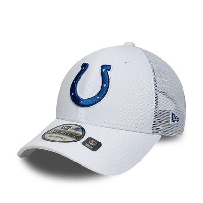 This is a Indianapolis Colts NFL White 9FORTY A-Frame Trucker Adjustable Cap 1