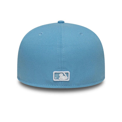 Pictured is this MLB Atlanta Braves 59FIFTY Fitted cap in pastel blue. 5