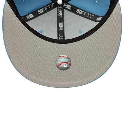 Pictured is this MLB New York Yankees 59FIFTY Fitted cap in pastel blue. 2