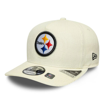 This is a Pittsburgh Steelers NFL Cream 9FIFTY A-Frame Snapback Adjustable Cap 1