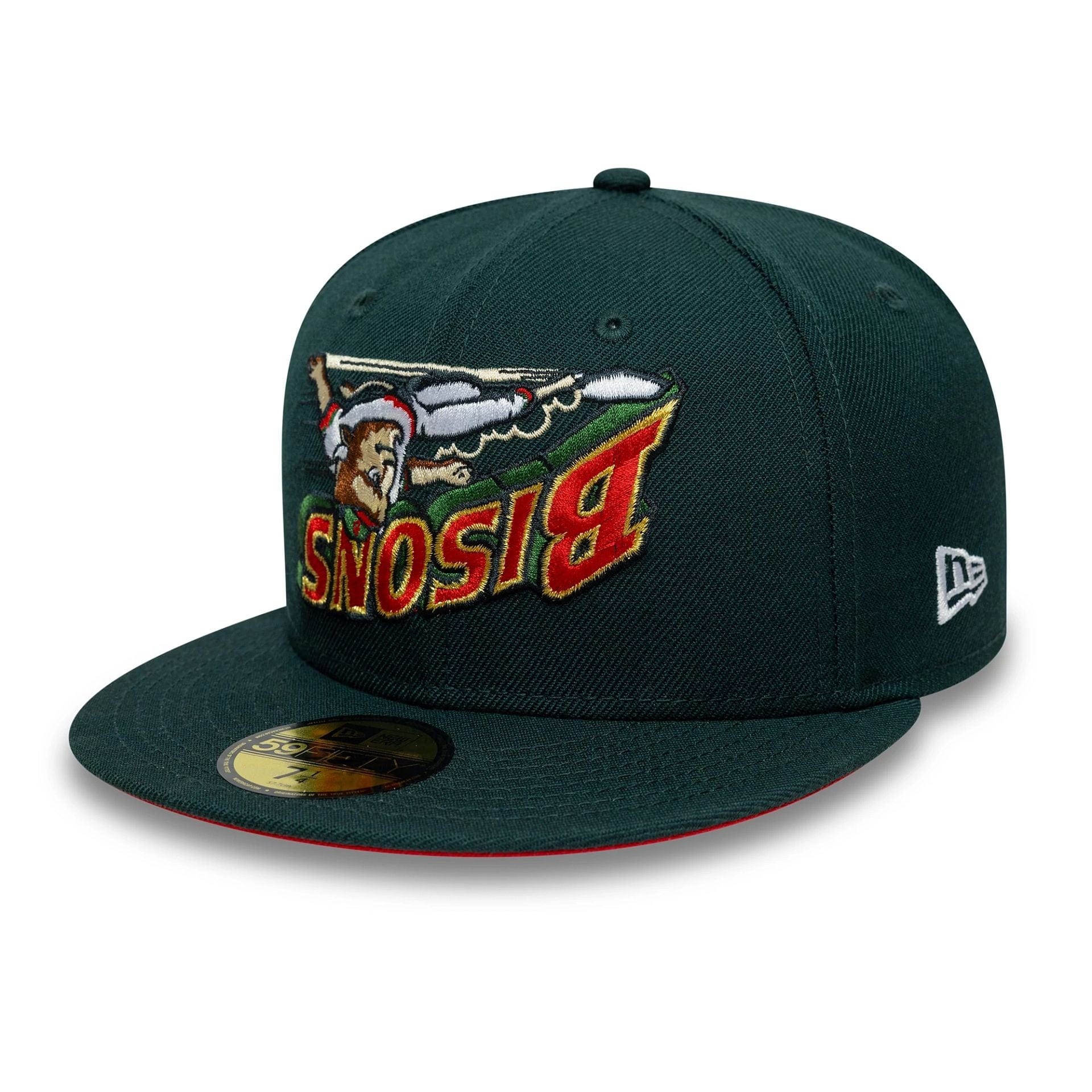 This is a Buffalo Bisons MiLB Upside Down Dark Green 59FIFTY Fitted Cap 1