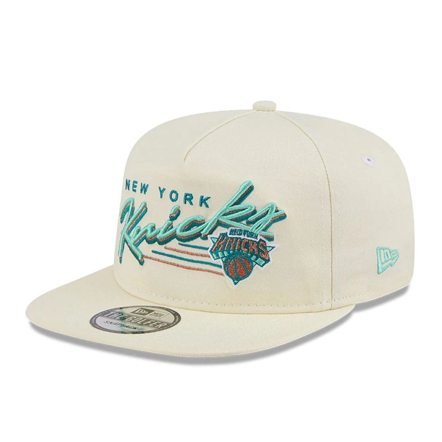 This is a New York Knicks NBA Cream Golfer Adjustable Cap 1