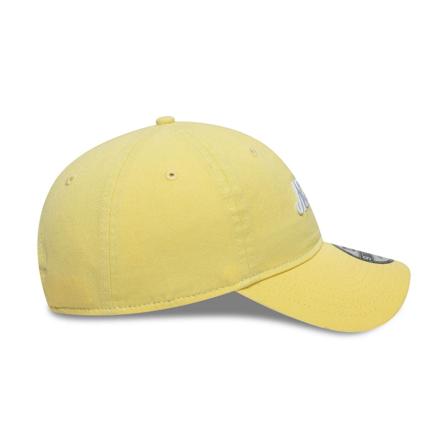This is a New Era Heritage Script Pastel Yellow 9TWENTY Adjustable Cap 5