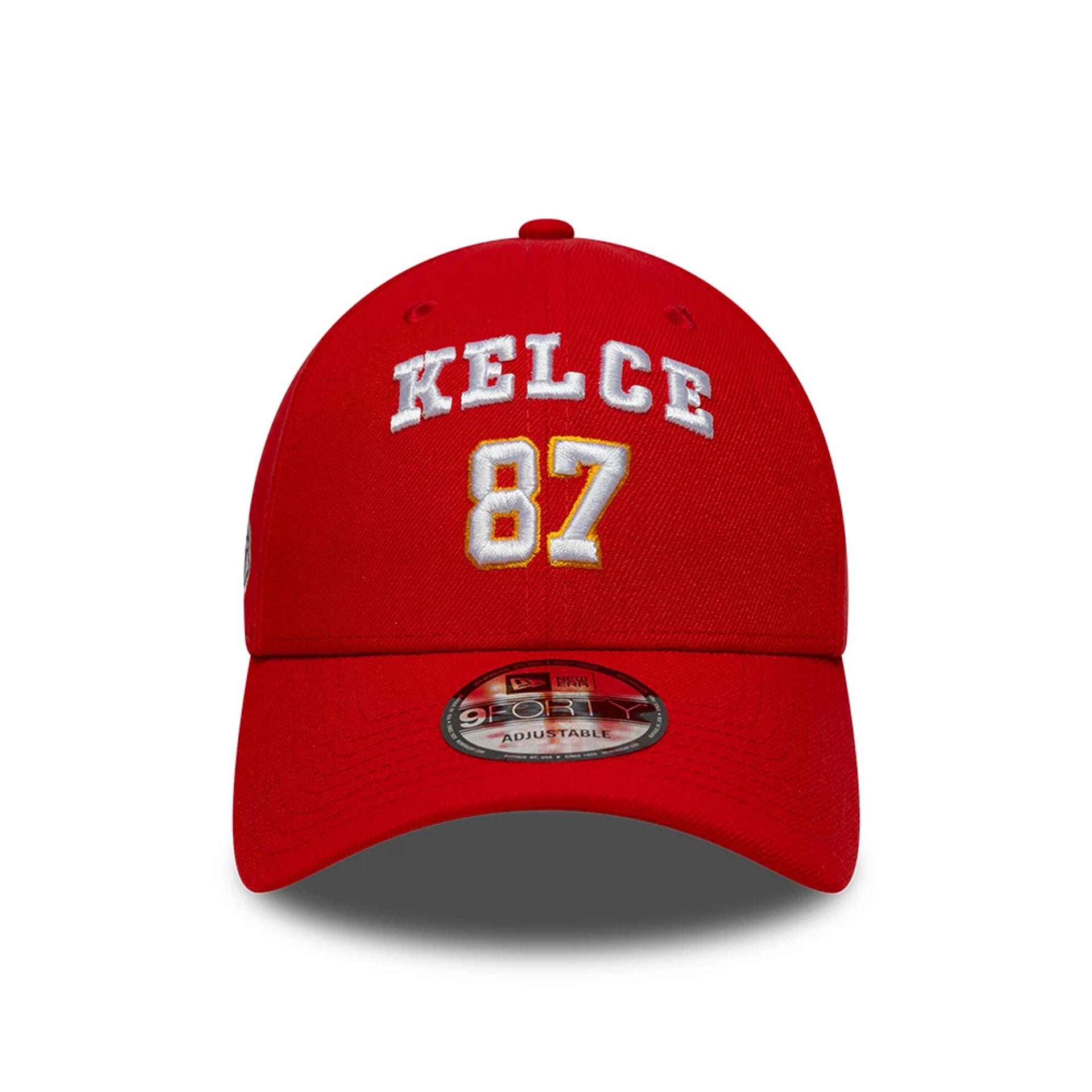 This is a Kansas City Chiefs NFL Travis Kelce Red 9FORTY Adjustable Cap 2