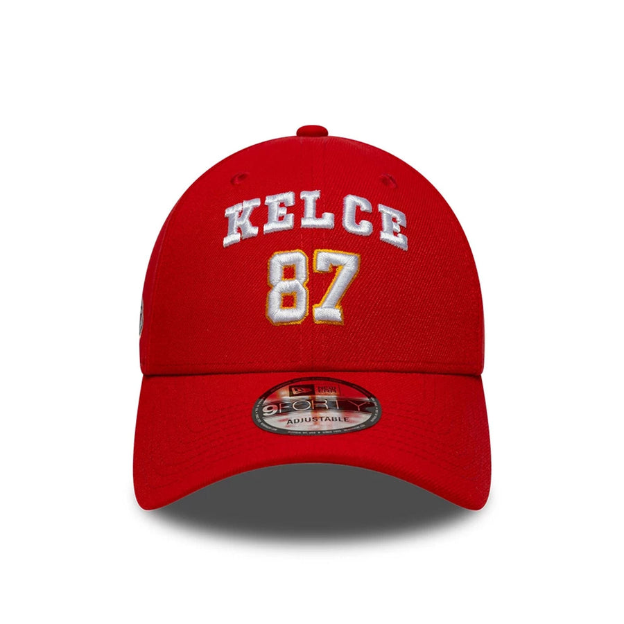 This is a Kansas City Chiefs NFL Travis Kelce Red 9FORTY Adjustable Cap 2