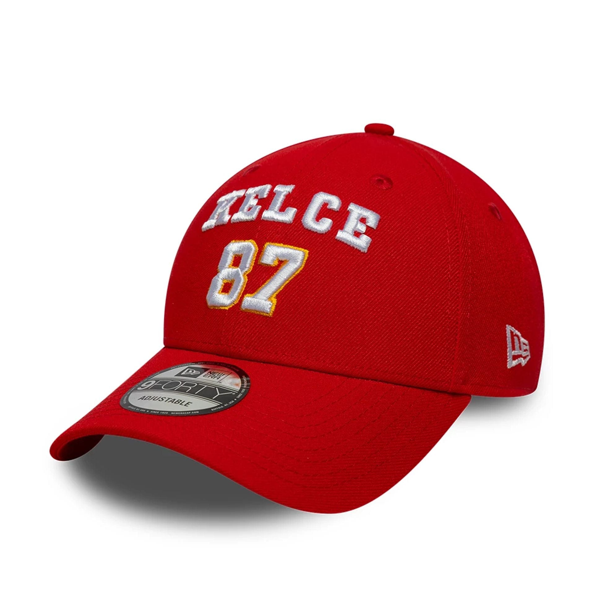 This is a Kansas City Chiefs NFL Travis Kelce Red 9FORTY Adjustable Cap 3