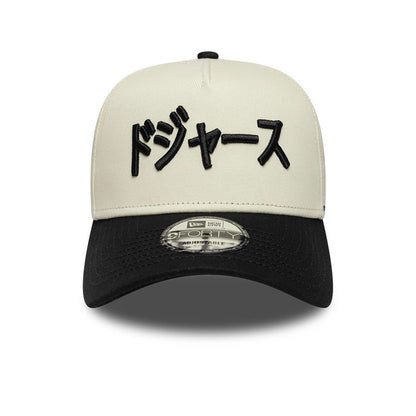 Pictured is this MLB Kanji LA Dodgers 9FORTY A-Frame Adjustable cap in cream & black. 2