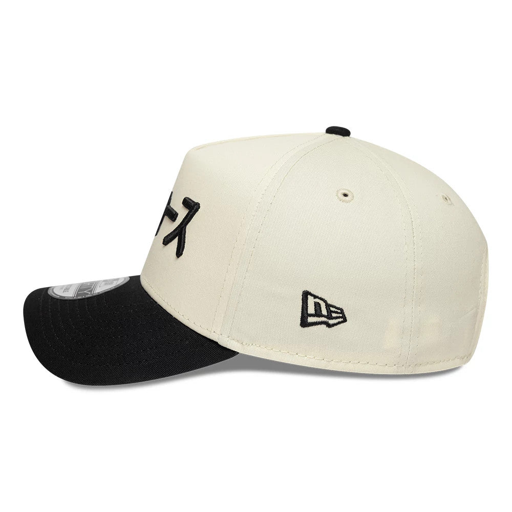Pictured is this MLB Kanji LA Dodgers 9FORTY A-Frame Adjustable cap in cream & black. 5