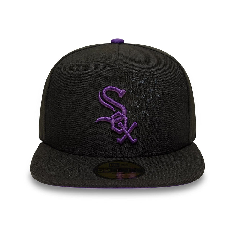 Pictured in this MLB Bats Chicago White Sox Black 59FIFTY A-Frame Fitted Cap 3