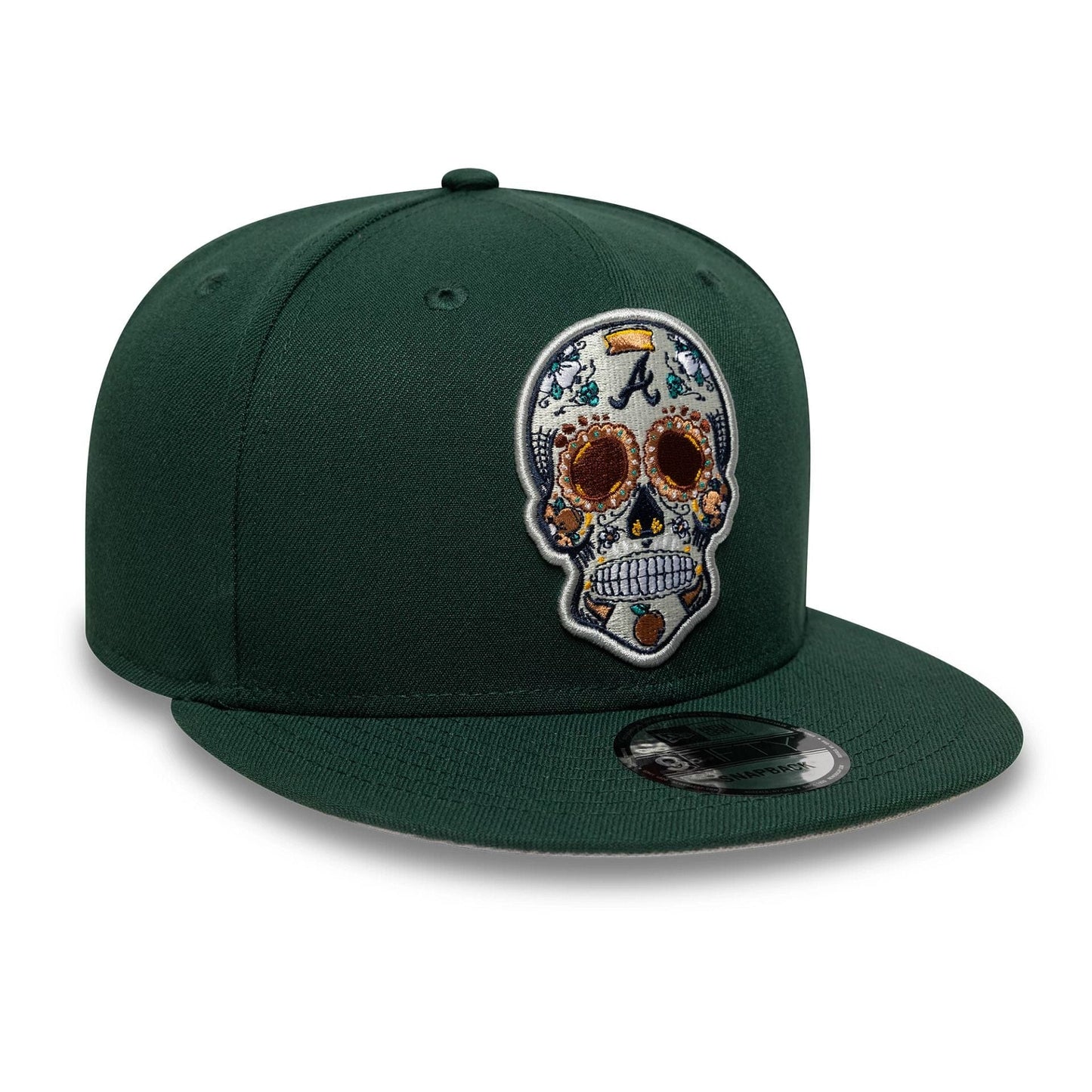 This is a Atlanta Braves MLB Sugar Skull Dark Green 9FIFTY Snapback Adjustable Cap 4