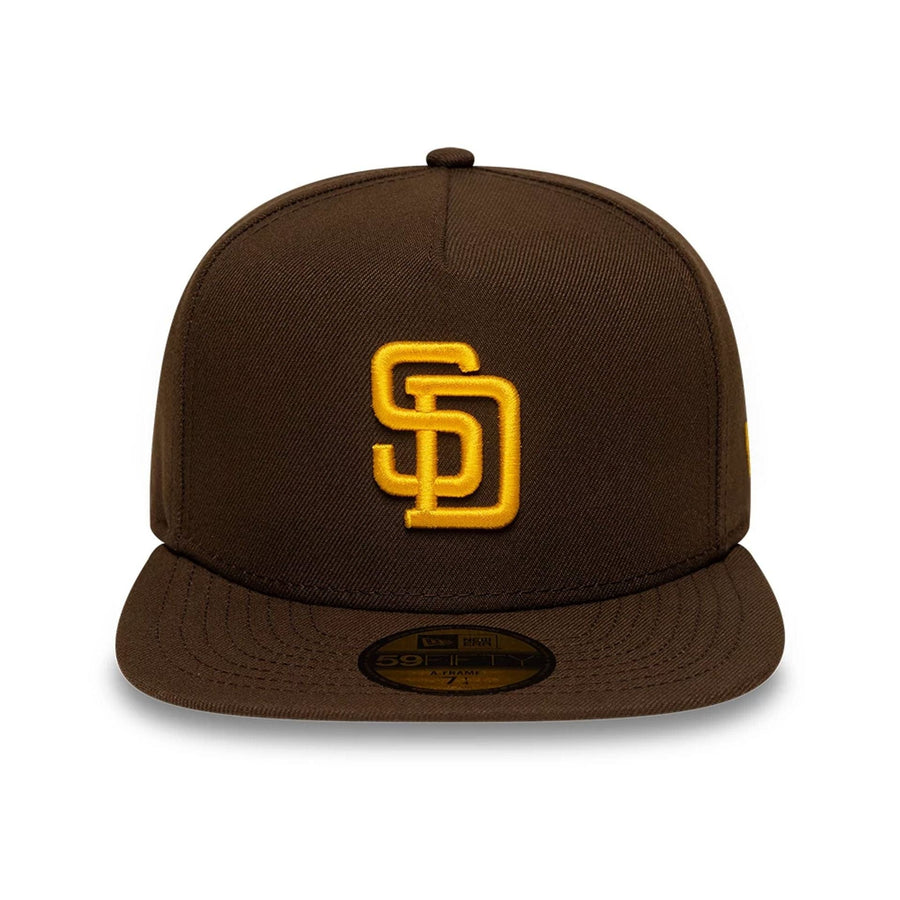 Pictured is this San Diego Padres MLB Dark Brown 59FIFTY A-Frame Fitted cap. 3