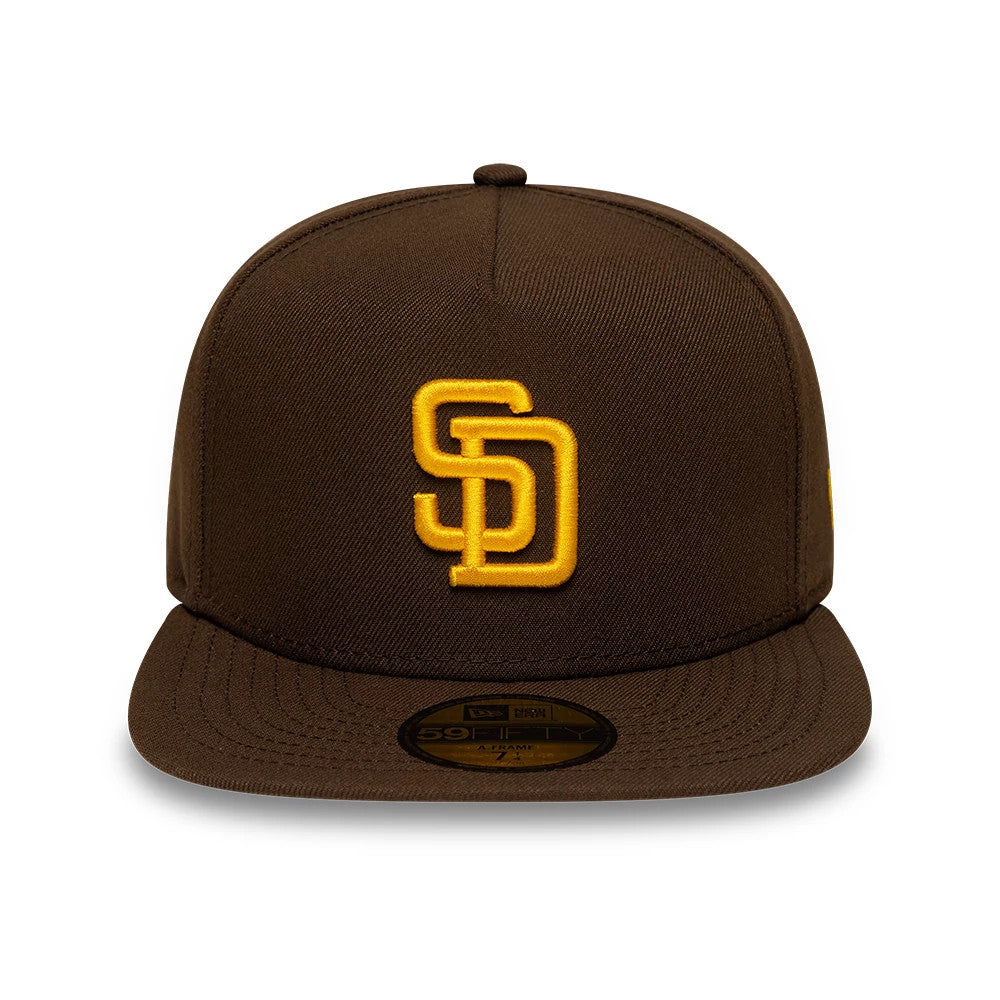 Pictured is this San Diego Padres MLB Dark Brown 59FIFTY A-Frame Fitted cap. 3