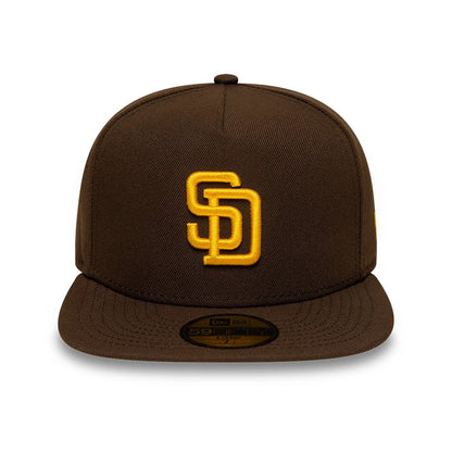 Pictured is this San Diego Padres MLB Dark Brown 59FIFTY A-Frame Fitted cap. 3
