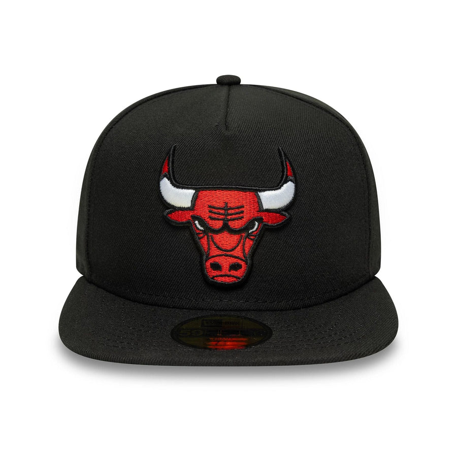 This is a Chicago Bulls Flat Black 59FIFTY A-Frame Fitted Cap 3
