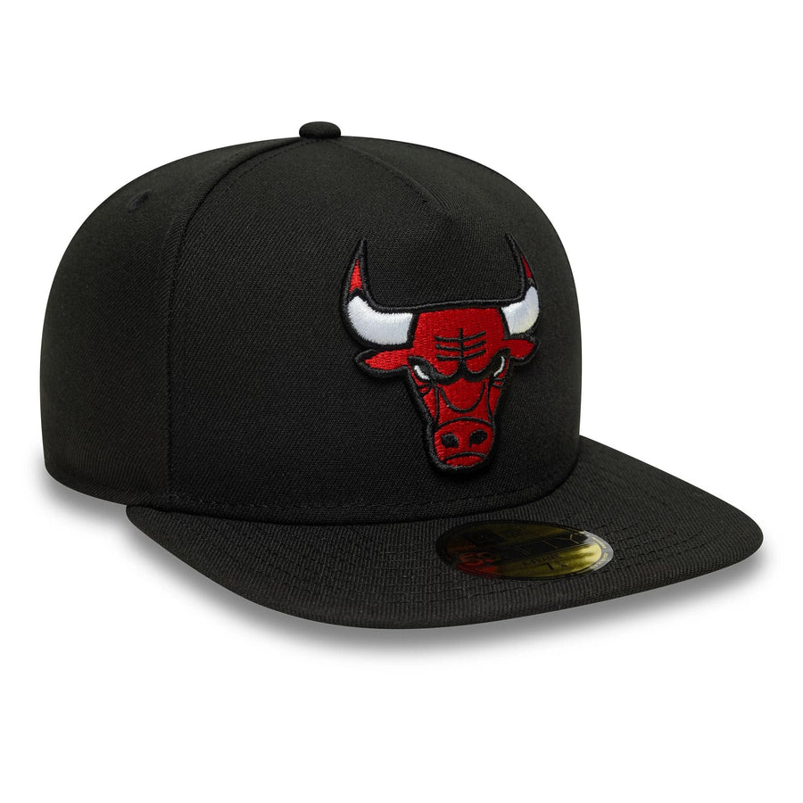This is a Chicago Bulls Flat Black 59FIFTY A-Frame Fitted Cap 4