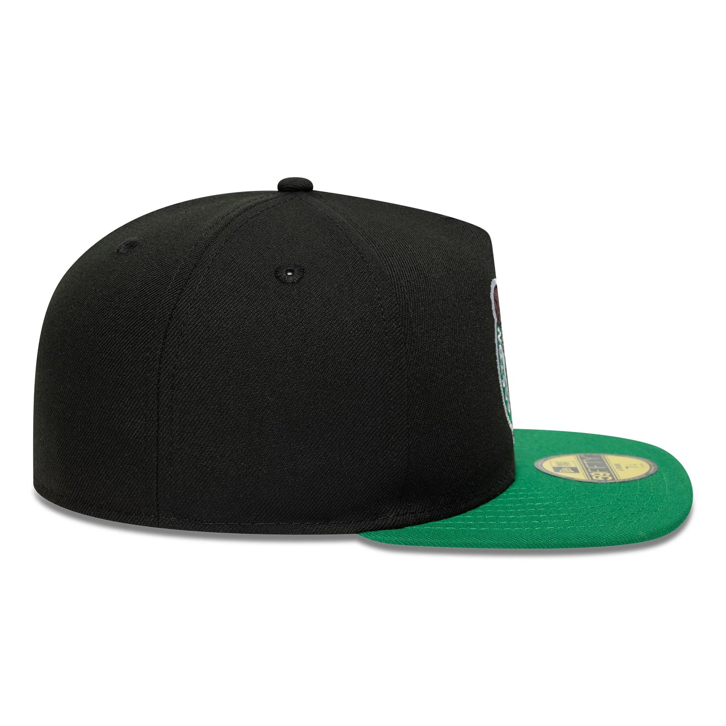 This is a Boston Celtics Flat 9FIFTY A-Frame Fitted Cap in black & green. 5