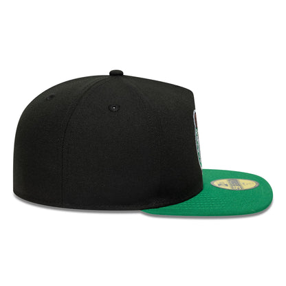 This is a Boston Celtics Flat 9FIFTY A-Frame Fitted Cap in black & green. 5