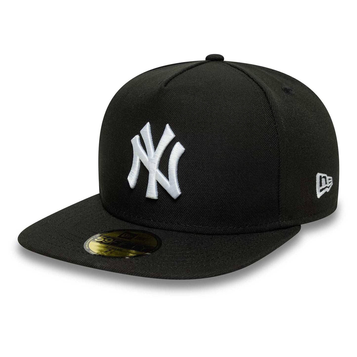 This is a New York Yankees Flat Black 59FIFTY A-Frame Fitted Cap 1
