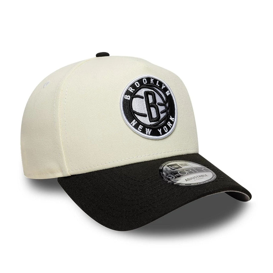 This is a Brooklyn Nets NBA Cream 9FORTY A-Frame Adjustable Cap 4