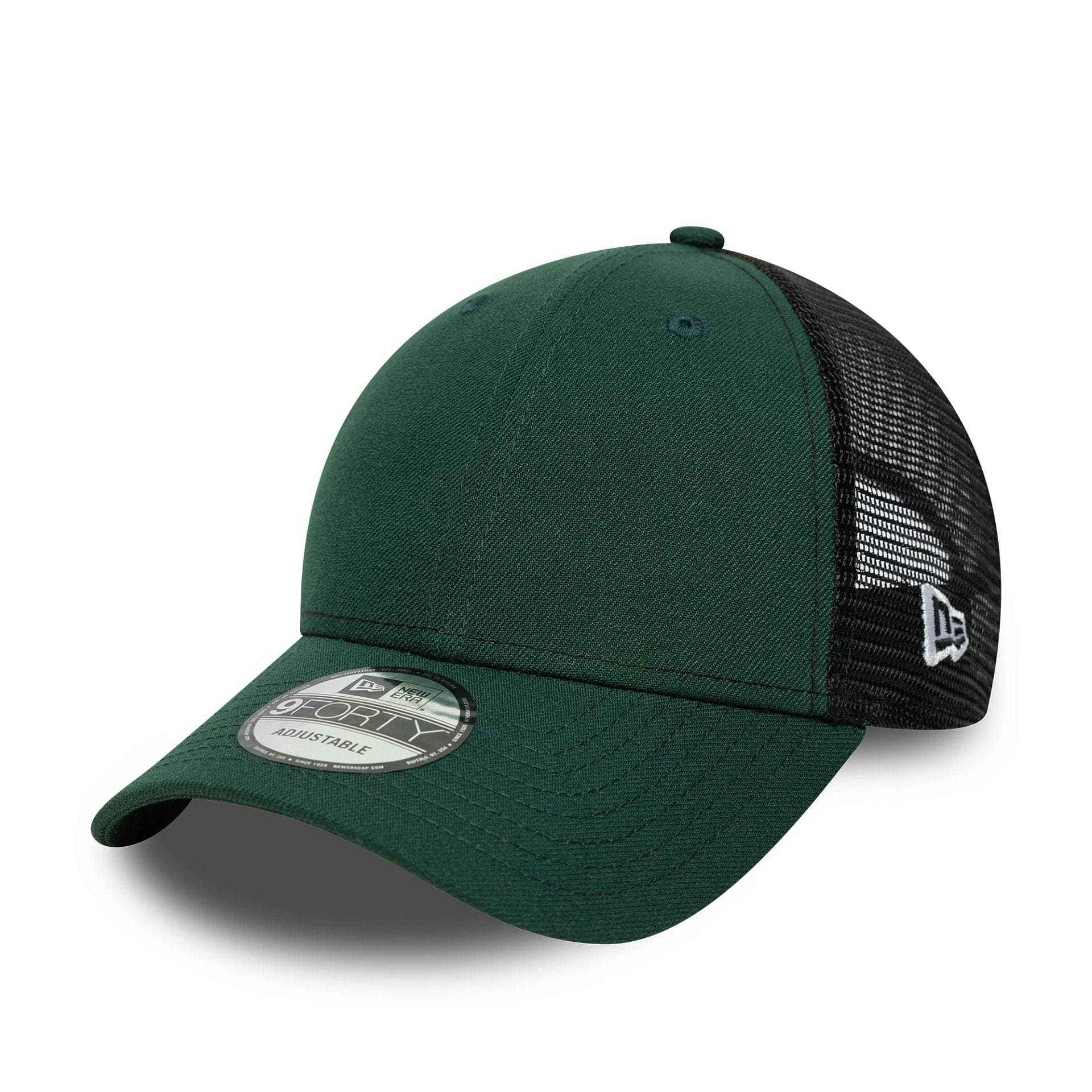 This is a New Era Dark Green 9FORTY Trucker Adjustable Cap 1