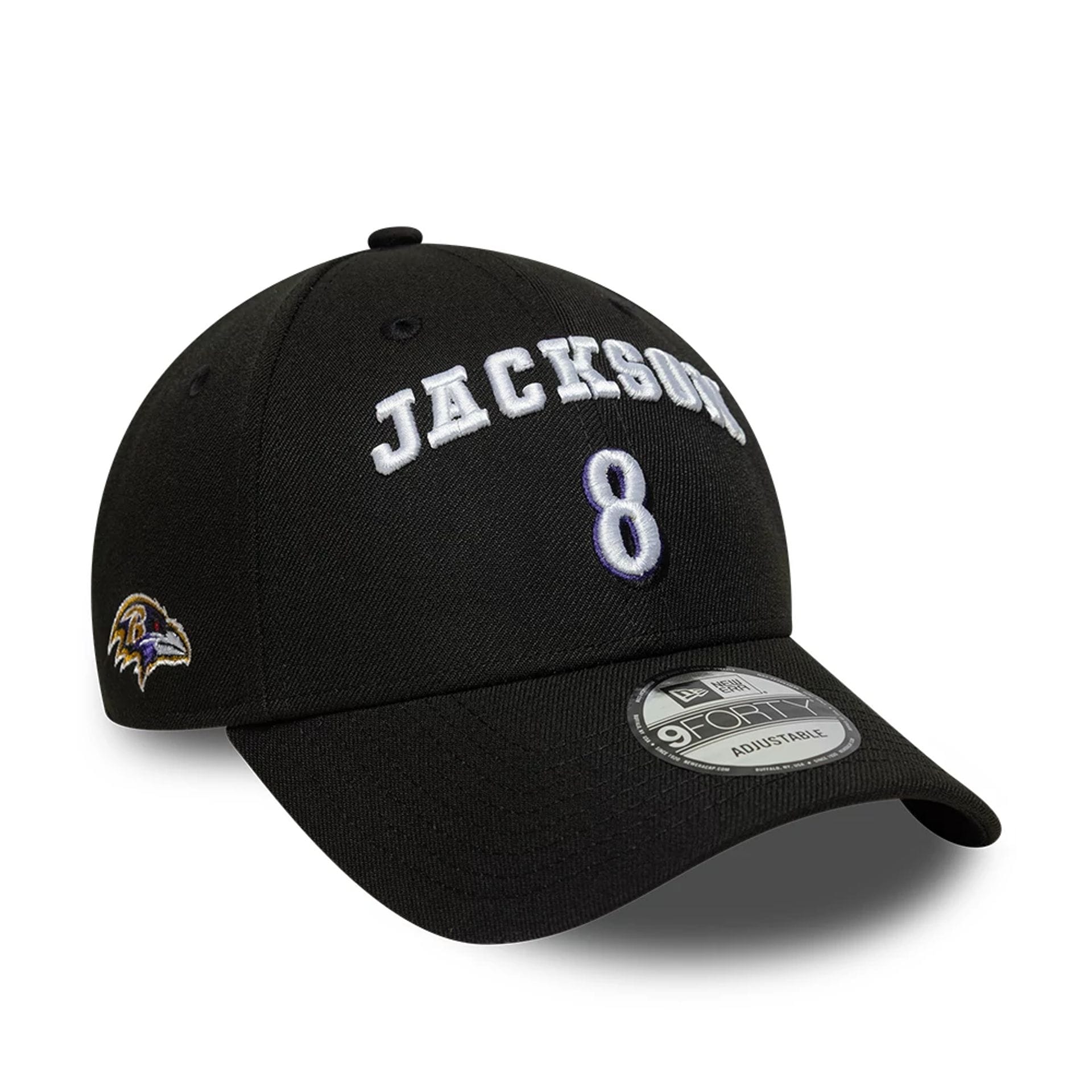 This is a Baltimore Ravens NFL Lamar Jackson Black 9FORTY Adjustable Cap 1