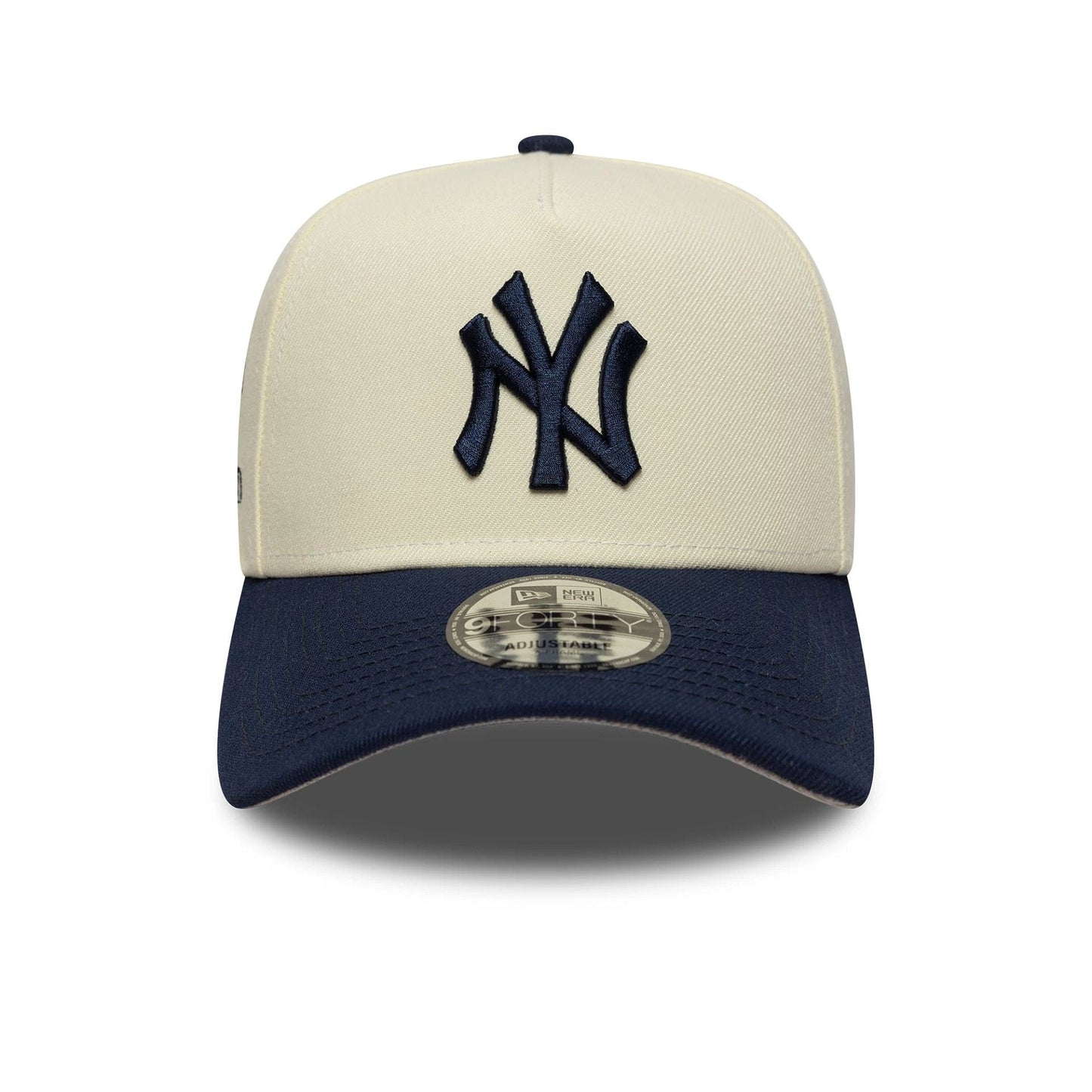 This is a New York Yankees MLB Chrome Blue Contrast Cream 9FORTY A-Frame Adjustable Cap 3