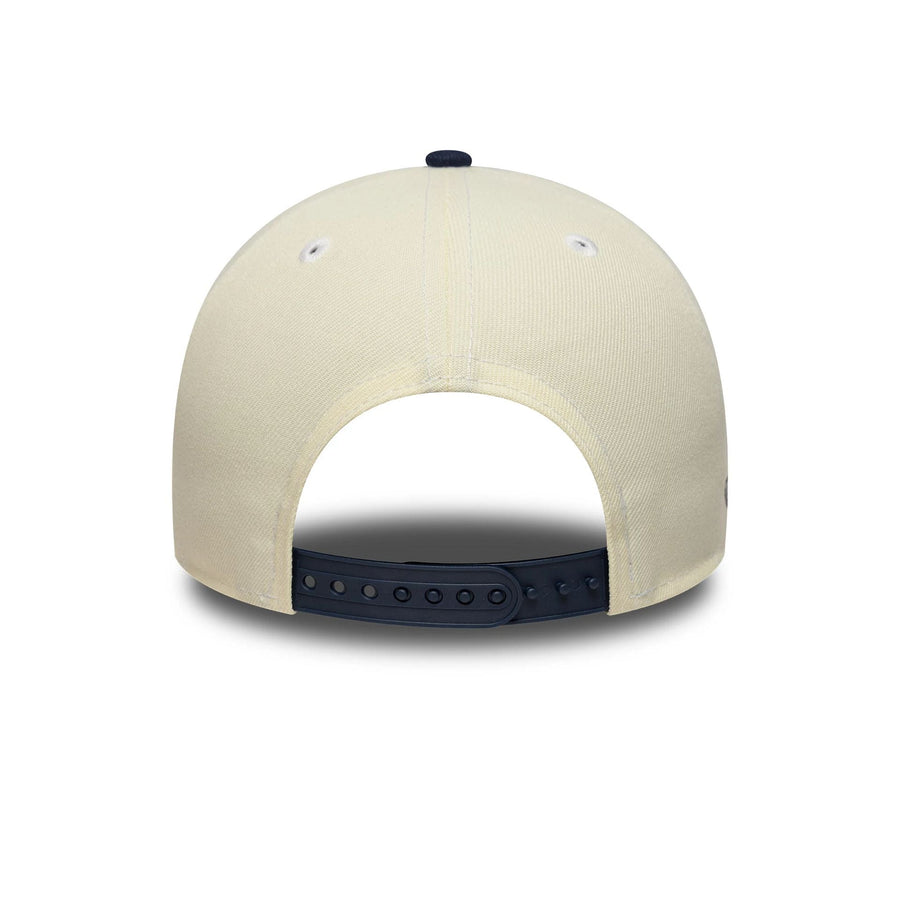 This is a New York Yankees MLB Chrome Blue Contrast Cream 9FORTY A-Frame Adjustable Cap 7