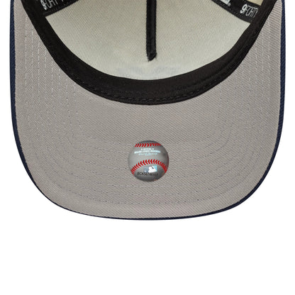 This is a New York Yankees MLB Chrome Blue Contrast Cream 9FORTY A-Frame Adjustable Cap 2
